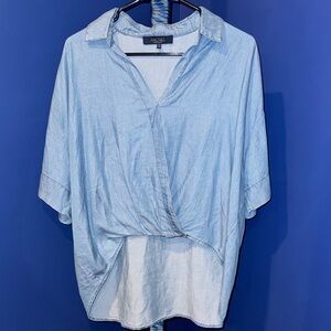 Rachel Roy-NWOT Light Blue Denim Wrap Blouse Size Medium